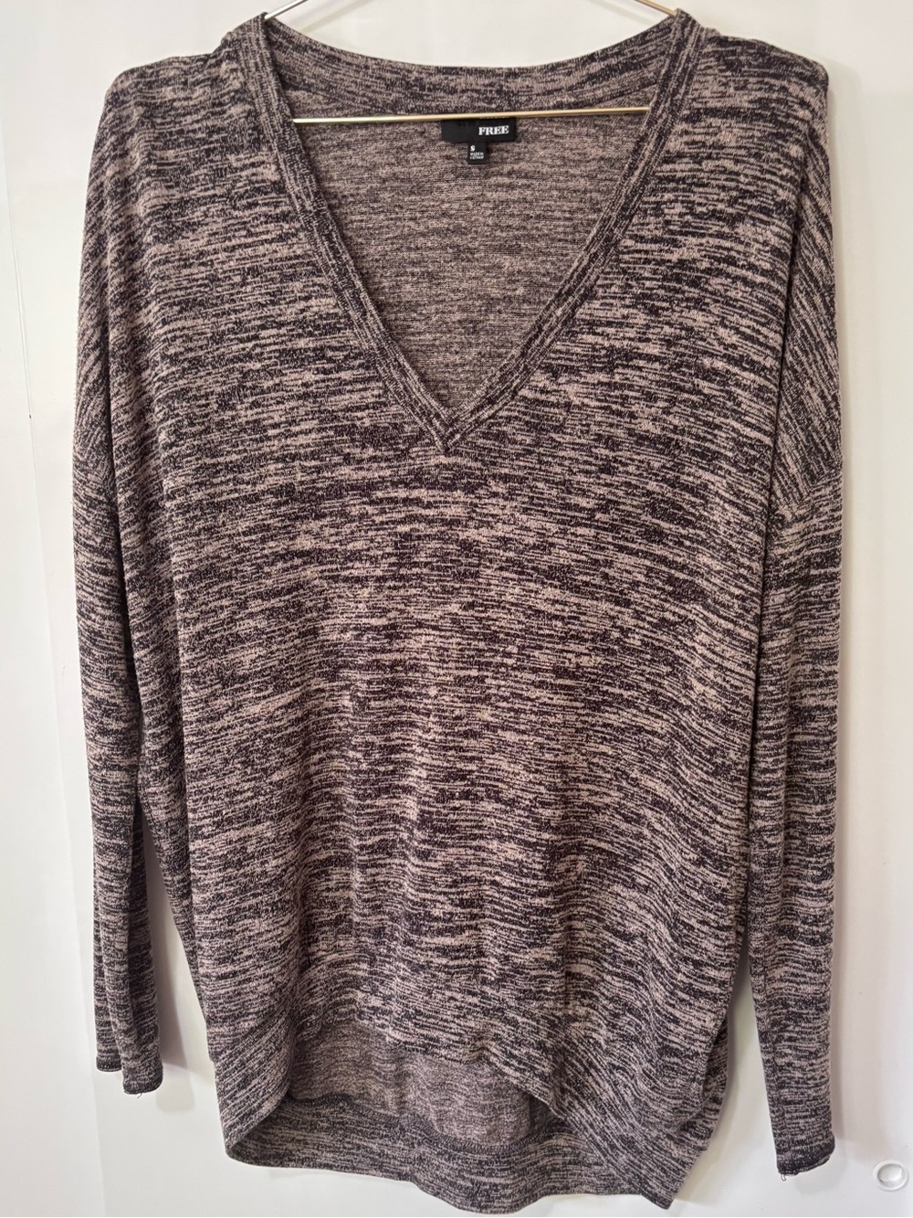 Wilfred| Aritzia| Marled Taupe/Gray Oversized Comfy Casual V-Neck Sweater Sz S